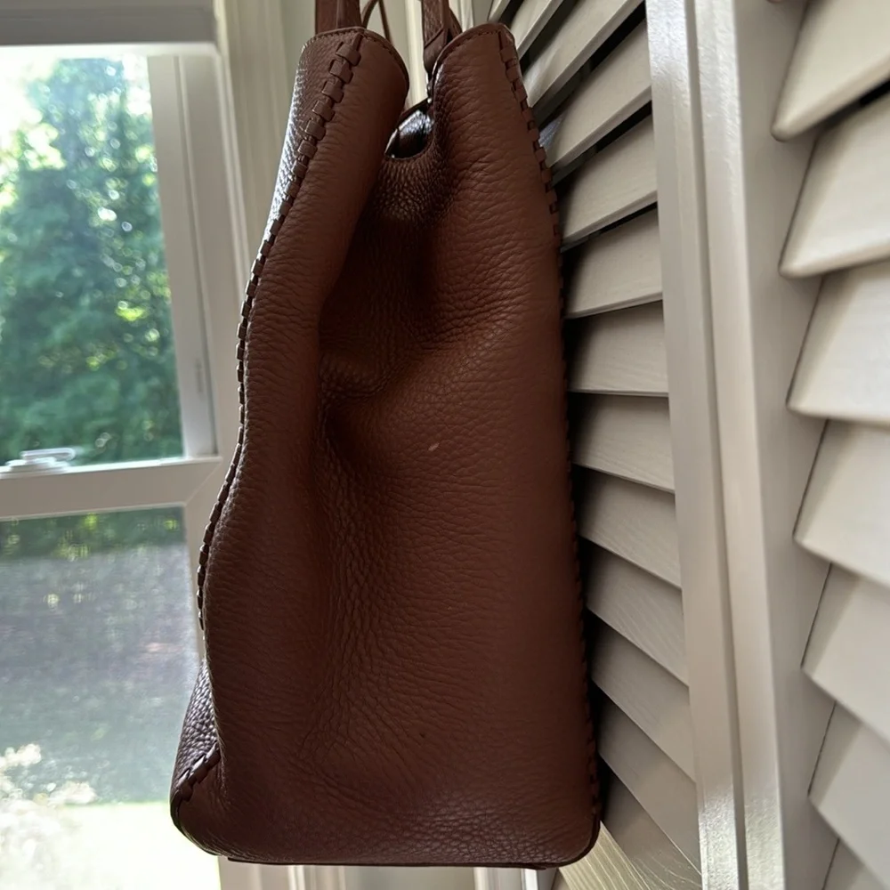 Dagne Dover Dust Pink Leather Laptop Tote